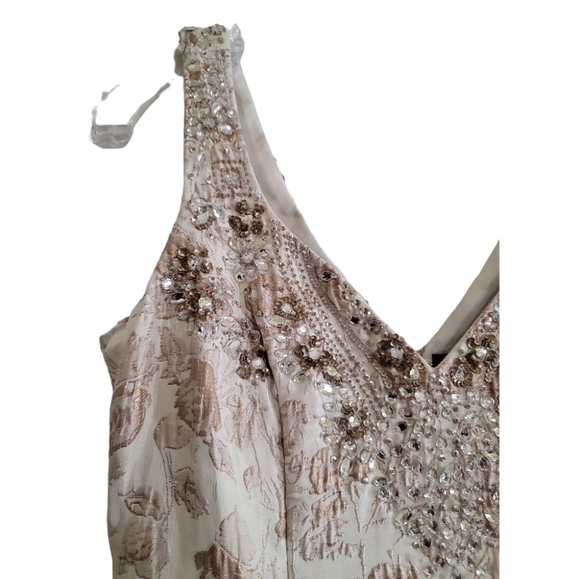 Aidan Mattox MD1E201398 Embellished Sweetheart Jacquard A-line Dress Gown Gold - Picture 5 of 12